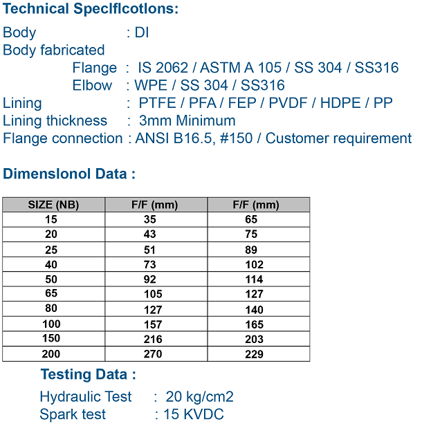 90Lined Elbow Non Jacketed